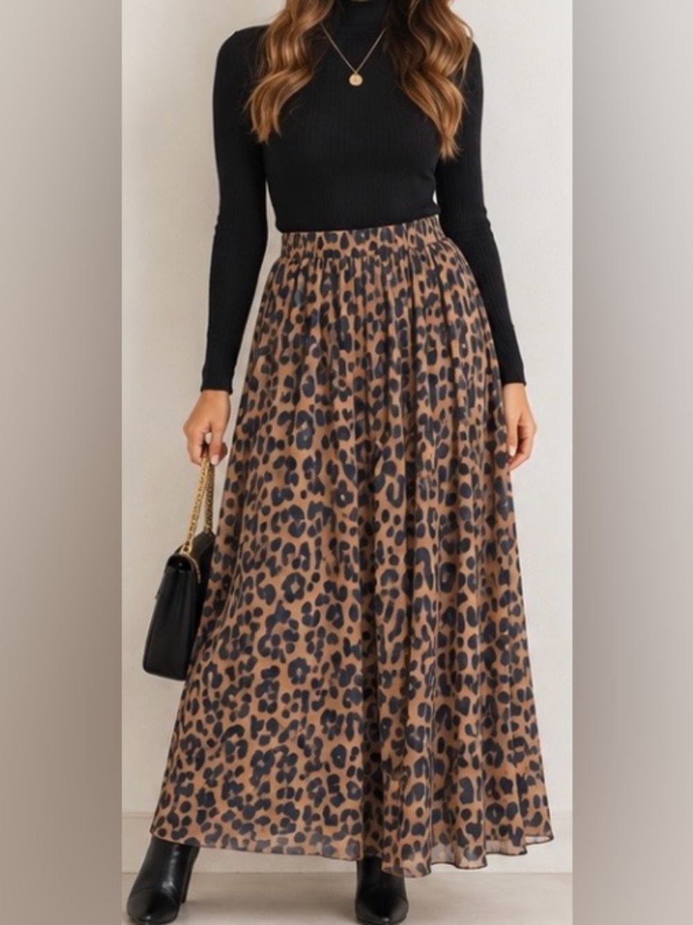 Chicwish Leopard Print Maxi Skirt - Brown & Black